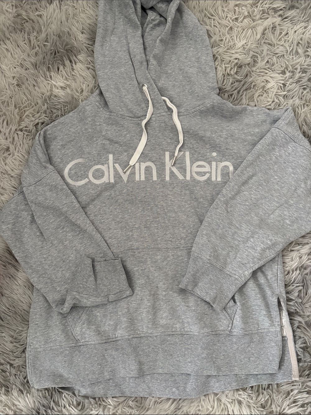 Calvin Klein Light Gray Hoodie with White Logo